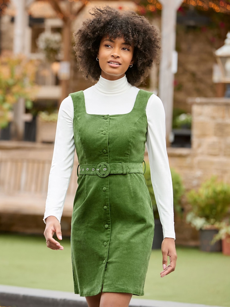 Joe Browns Green Arabella Cord Pinafore Dress - Image 2 of 7 Joe Browns Green Arabella Cord Pinafore Dress - Image 2 of 7