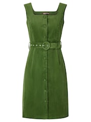 Joe Browns Green Arabella Cord Pinafore Dress - Image 7 of 7
