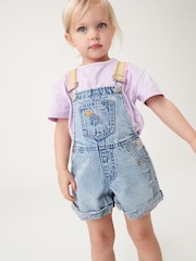 Mid Blue Denim Rainbow Dungarees & T-Shirt Set (3mths-7yrs) - Image 3 of 8