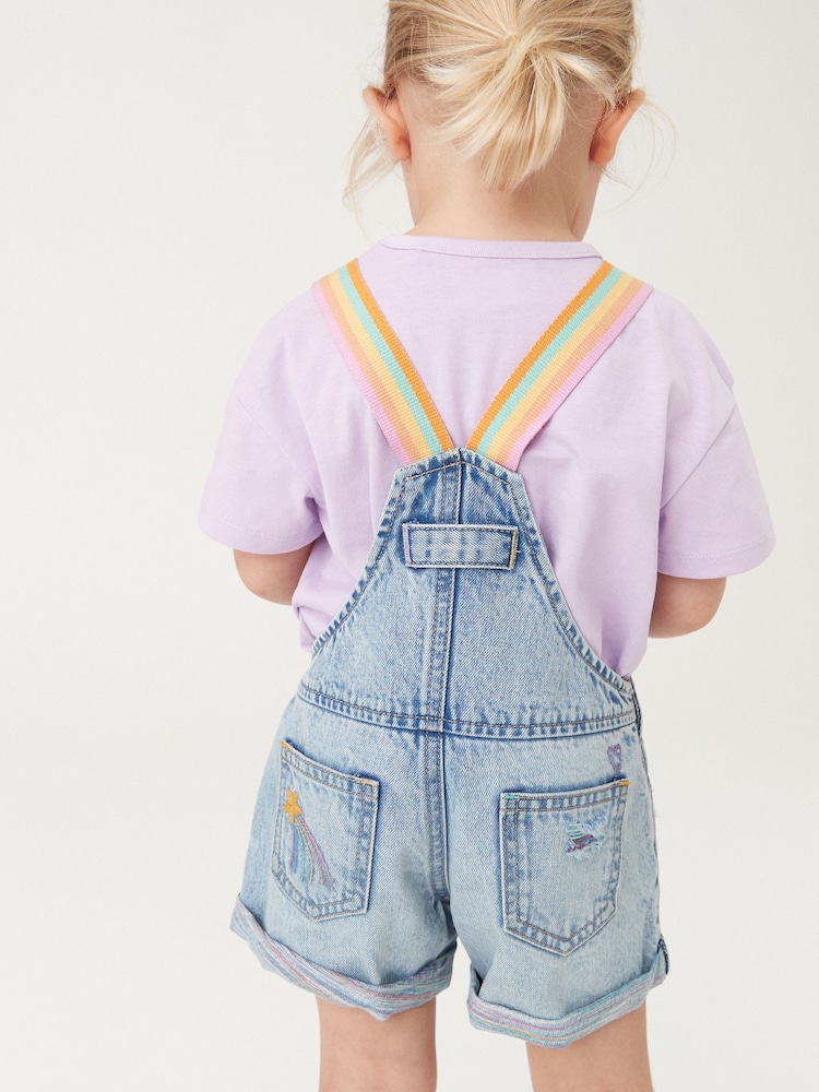 Mid Blue Denim Rainbow Dungarees & T-Shirt Set (3mths-7yrs) - Image 4 of 8