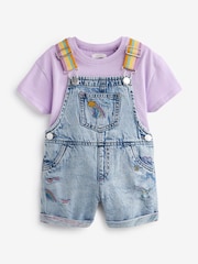 Mid Blue Denim Rainbow Dungarees & T-Shirt Set (3mths-7yrs) - Image 5 of 8