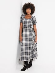 Joe Browns Black Luna Check Lace Up Side Maxi Dress - Image 3 of 7
