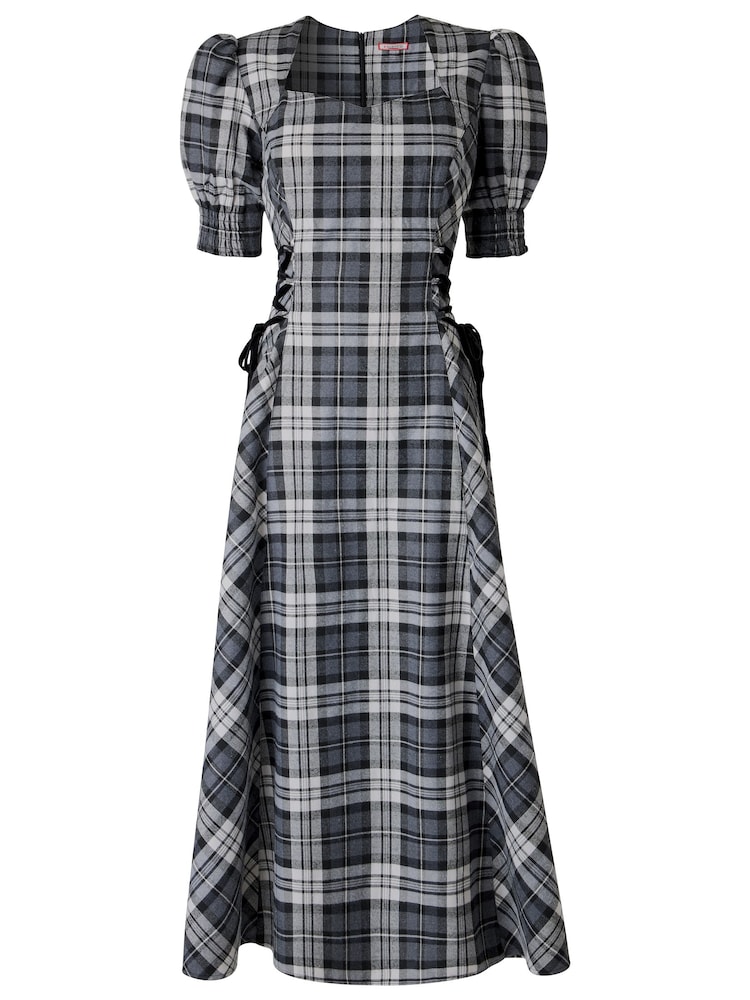 Joe Browns Black Luna Check Lace Up Side Maxi Dress - Image 7 of 7 Joe Browns Black Luna Check Lace Up Side Maxi Dress - Image 7 of 7