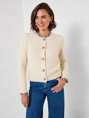 Joe Browns Cream Fancy Floral Trim Cardigan - Image 1 of 5