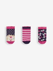 JoJo Maman Bébé Navy Girls' 3-Pack Hedgehog Socks - Image 2 of 5