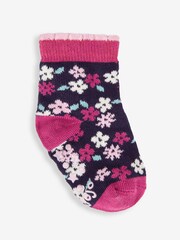 JoJo Maman Bébé Navy Girls' 3-Pack Hedgehog Socks - Image 4 of 5