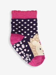 JoJo Maman Bébé Navy Girls' 3-Pack Hedgehog Socks - Image 5 of 5