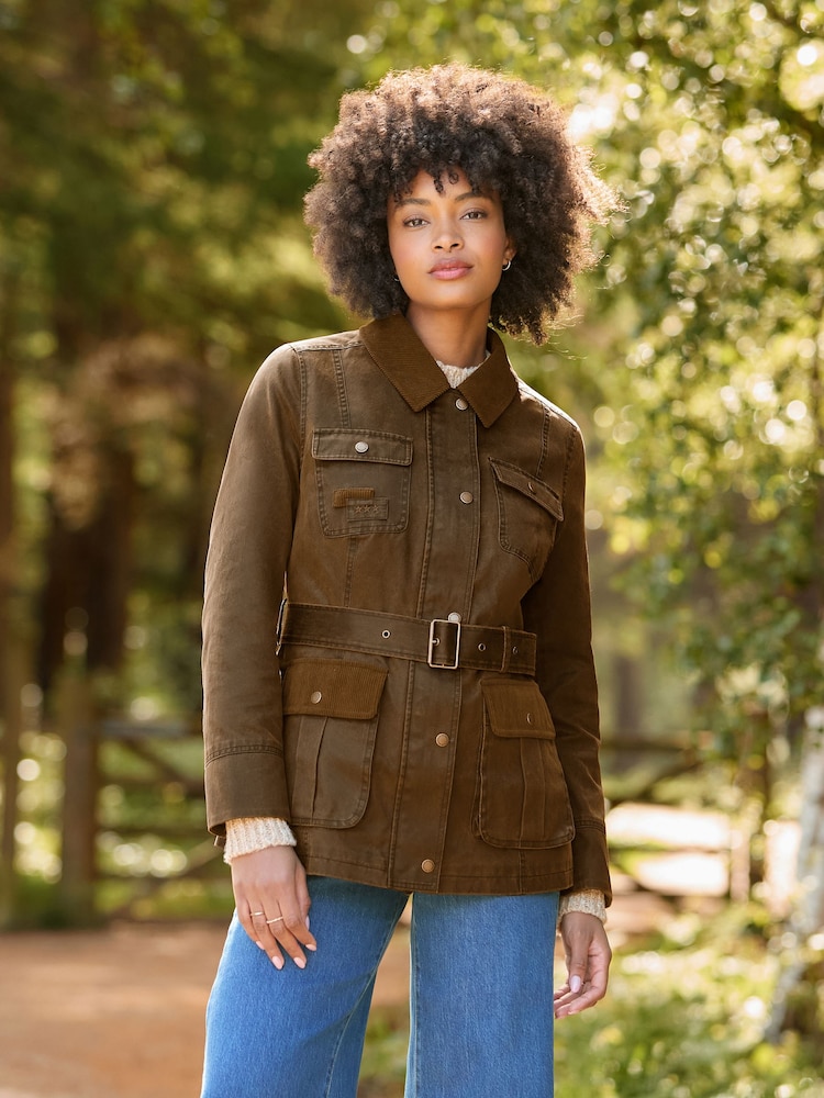 Joe Browns Brown Remarkable Belted Wax Jacket - Image 1 of 8 Joe Browns Brown Remarkable Belted Wax Jacket - Image 1 of 8