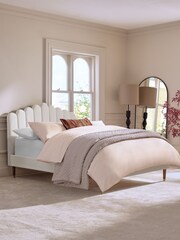 Soft Velvet Natural Oyster Adele Upholstered Bed Frame - Image 1 of 6