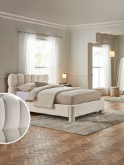 Soft Velvet Natural Oyster Bubble Upholstered Bed Frame - Image 1 of 7