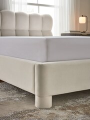 Soft Velvet Natural Oyster Bubble Upholstered Bed Frame - Image 3 of 7
