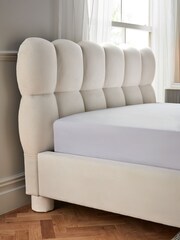 Soft Velvet Natural Oyster Bubble Upholstered Bed Frame - Image 5 of 7