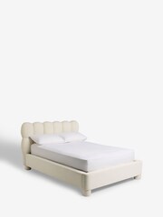 Soft Velvet Natural Oyster Bubble Upholstered Bed Frame - Image 6 of 7