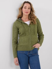 Joe Browns Cosy Hooded Cable Knit Zip Through Cardigan - Attēls 1 no 5