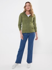 Joe Browns Cosy Hooded Cable Knit Zip Through Cardigan - Attēls 3 no 5