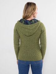 Joe Browns Cosy Hooded Cable Knit Zip Through Cardigan - Attēls 4 no 5