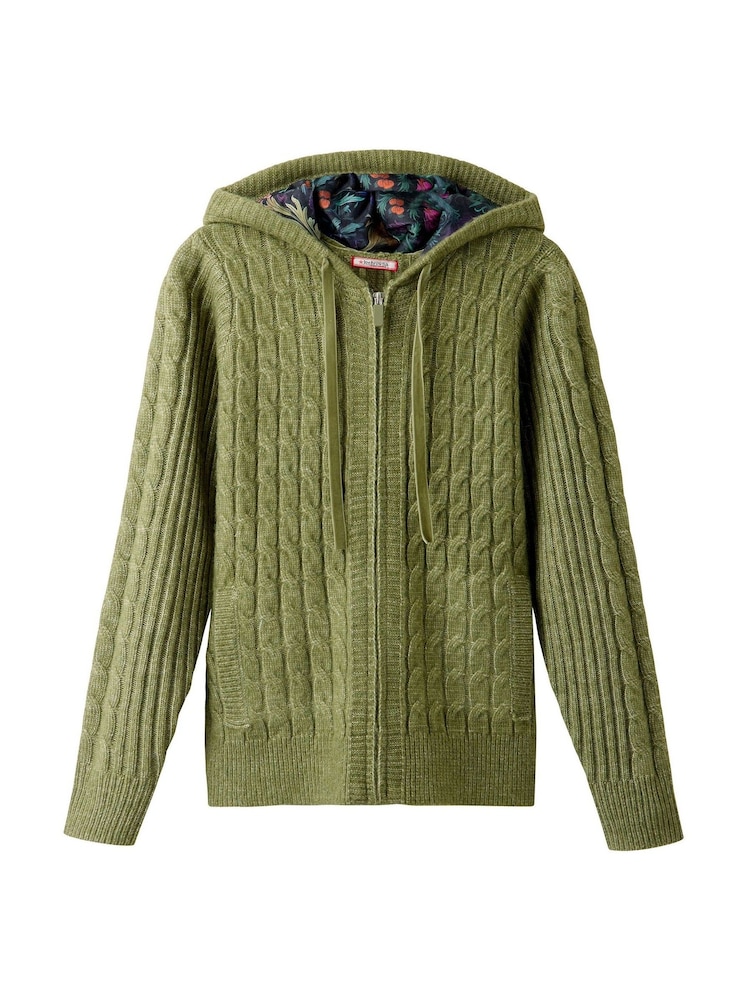 Joe Browns Cosy Hooded Cable Knit Zip Through Cardigan - Attēls 5 no 5