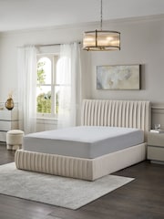 Soft Velvet Natural Oyster Scarlett Upholstered Ottoman Storage Bed Frame - Image 2 of 10