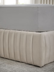 Soft Velvet Natural Oyster Scarlett Upholstered Ottoman Storage Bed Frame - Image 7 of 10