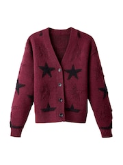 Joe Browns Red Stunning Star V-Neck Cardigan - Image 5 of 5
