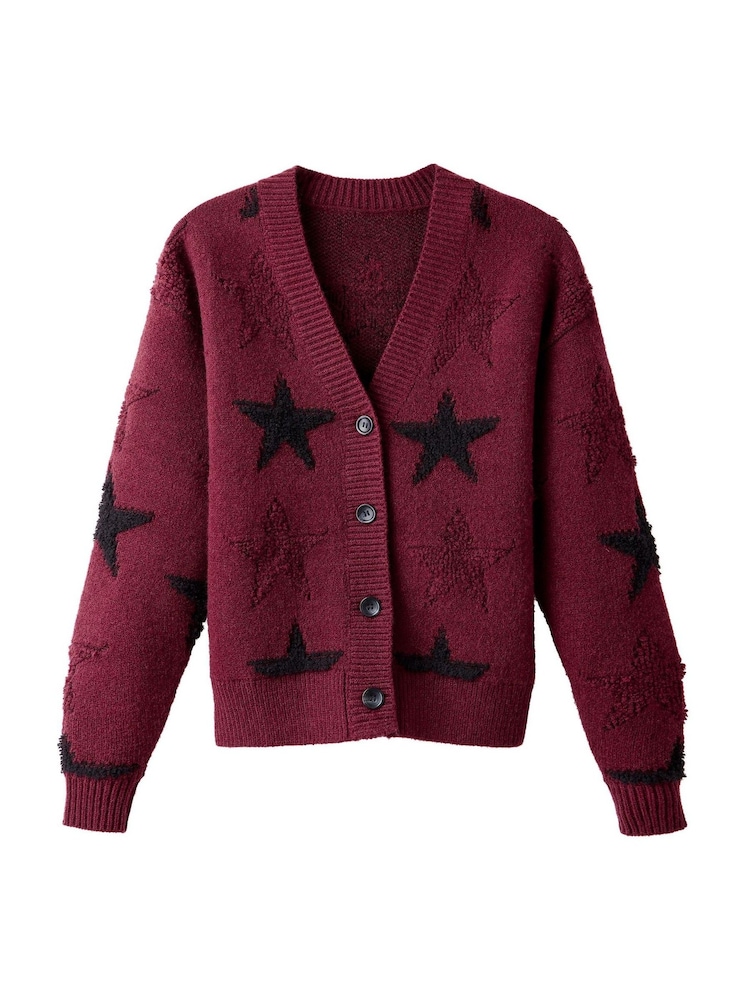 Joe Browns Red Stunning Star V-Neck Cardigan - Image 5 of 5 Joe Browns Red Stunning Star V-Neck Cardigan - Image 5 of 5