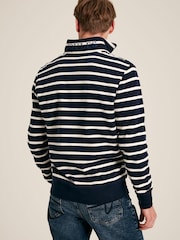 Joules Alistair Navy/White Quarter Zip Cotton Sweatshirt - Image 2 of 6
