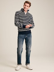 Joules Alistair Navy/White Quarter Zip Cotton Sweatshirt - Image 3 of 6