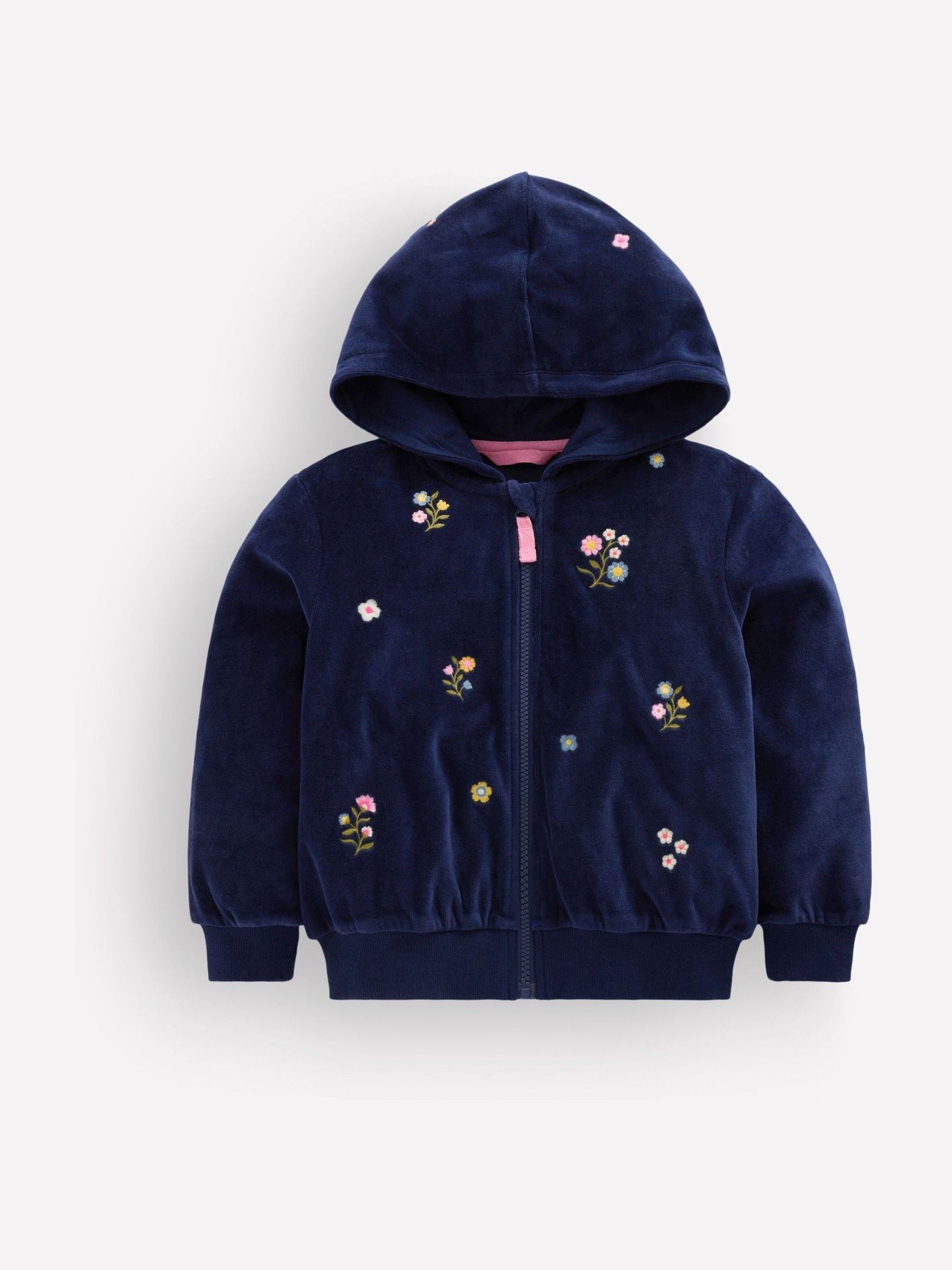 Boden Girls Blue Velour Cosy Zip-Through - Size 10-11 Years - Image 2