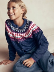 Boden Blue Edie Fair Isle Cardigan - Image 1 of 5