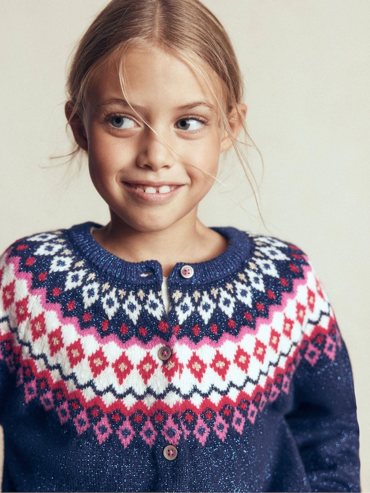 Boden Blue Edie Fair Isle Cardigan - Image 2 of 5