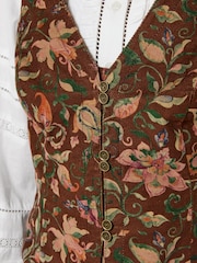 Joe Browns Brown Autumn Floral Cord Waistcoat - Image 2 of 6