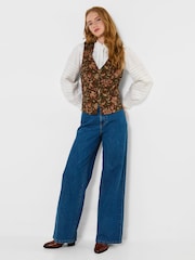 Joe Browns Brown Autumn Floral Cord Waistcoat - Image 3 of 6
