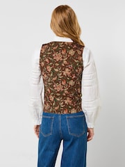 Joe Browns Brown Autumn Floral Cord Waistcoat - Image 4 of 6