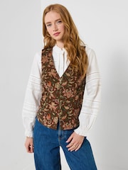 Joe Browns Brown Autumn Floral Cord Waistcoat - Image 5 of 6