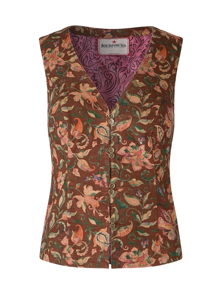 Joe Browns Brown Autumn Floral Cord Waistcoat - Image 6 of 6 Joe Browns Brown Autumn Floral Cord Waistcoat - Image 6 of 6