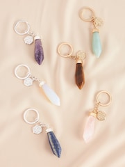 Gold Plated/Silver Plated Semi Precious Shard Stone Keyring - Image 1 of 6
