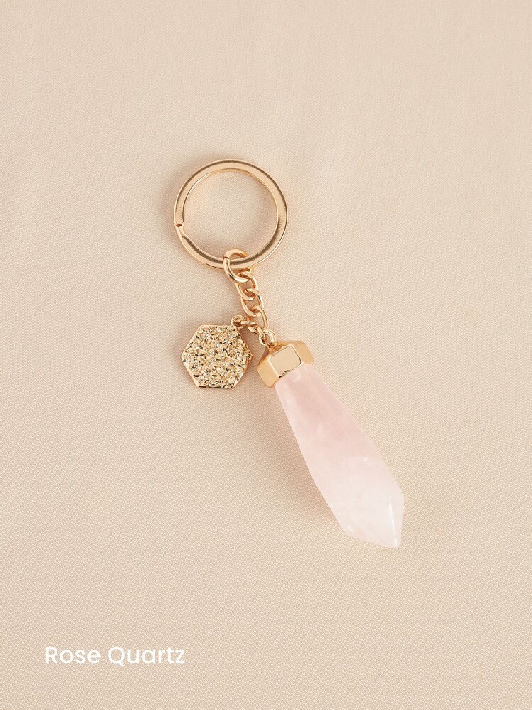 Gold Plated/Silver Plated Semi Precious Shard Stone Keyring - Image 6 of 6