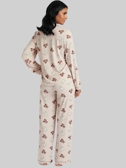 Loungeable Nude Teddy Bear Long Sleeve Button Shirt and Long Pant Pyjamas - Image 2 of 5