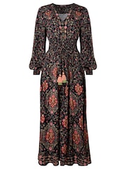 Joe Browns Black Boho Dreams Long Sleeve Maxi Dress - Image 5 of 6