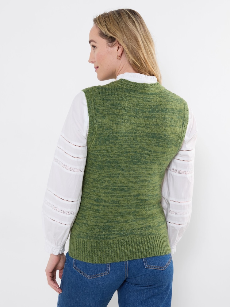 Joe Browns Green Suzie Cable Knit Sleeveless Jumper - Image 2 of 5