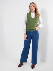 Joe Browns Green Suzie Cable Knit Sleeveless Jumper - Image 3 of 5