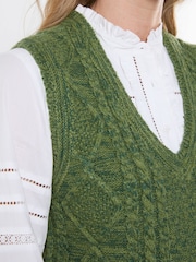 Joe Browns Green Suzie Cable Knit Sleeveless Jumper - Image 4 of 5