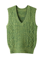 Joe Browns Green Suzie Cable Knit Sleeveless Jumper - Image 5 of 5