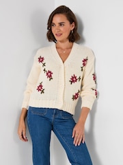 Joe Browns Cream Fabulous Floral Embroidered Cardigan - Image 3 of 7