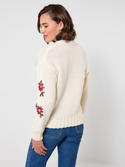 Joe Browns Cream Fabulous Floral Embroidered Cardigan - Image 4 of 7
