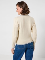 Joe Browns Tiah Collared Cable Knit Cardigan - Attēls 4 no 6