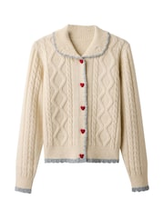 Joe Browns Tiah Collared Cable Knit Cardigan - Attēls 6 no 6