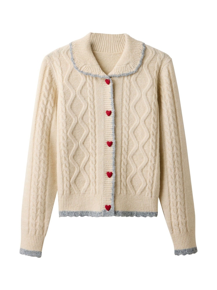 Joe Browns Tiah Collared Cable Knit Cardigan - Attēls 6 no 6
