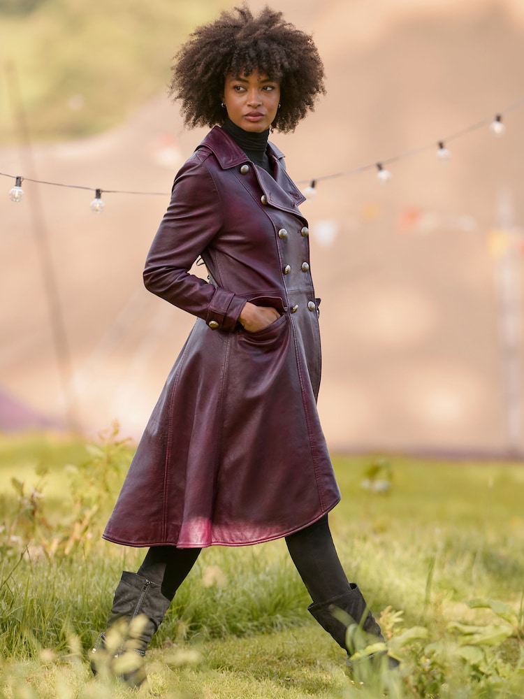 Joe Browns Red Remarkable Lace Up Back Leather Coat - Image 1 of 9 Joe Browns Red Remarkable Lace Up Back Leather Coat - Image 1 of 9