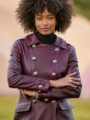 Joe Browns Red Remarkable Lace Up Back Leather Coat - Image 2 of 9